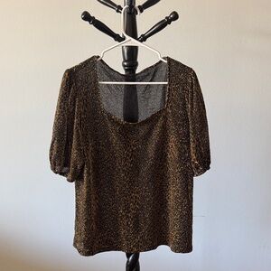 Appealing leopard print balloon sleeve x-large